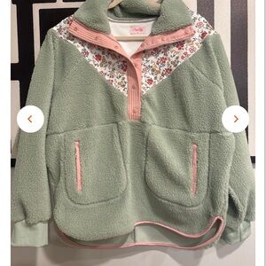 In search of Pink Lily Floral Sherpa Pullover